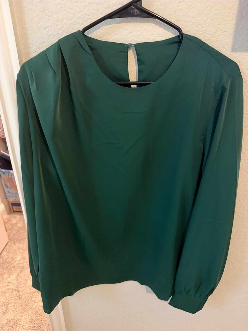 Forest Green Long-Sleeve Women's Blouse